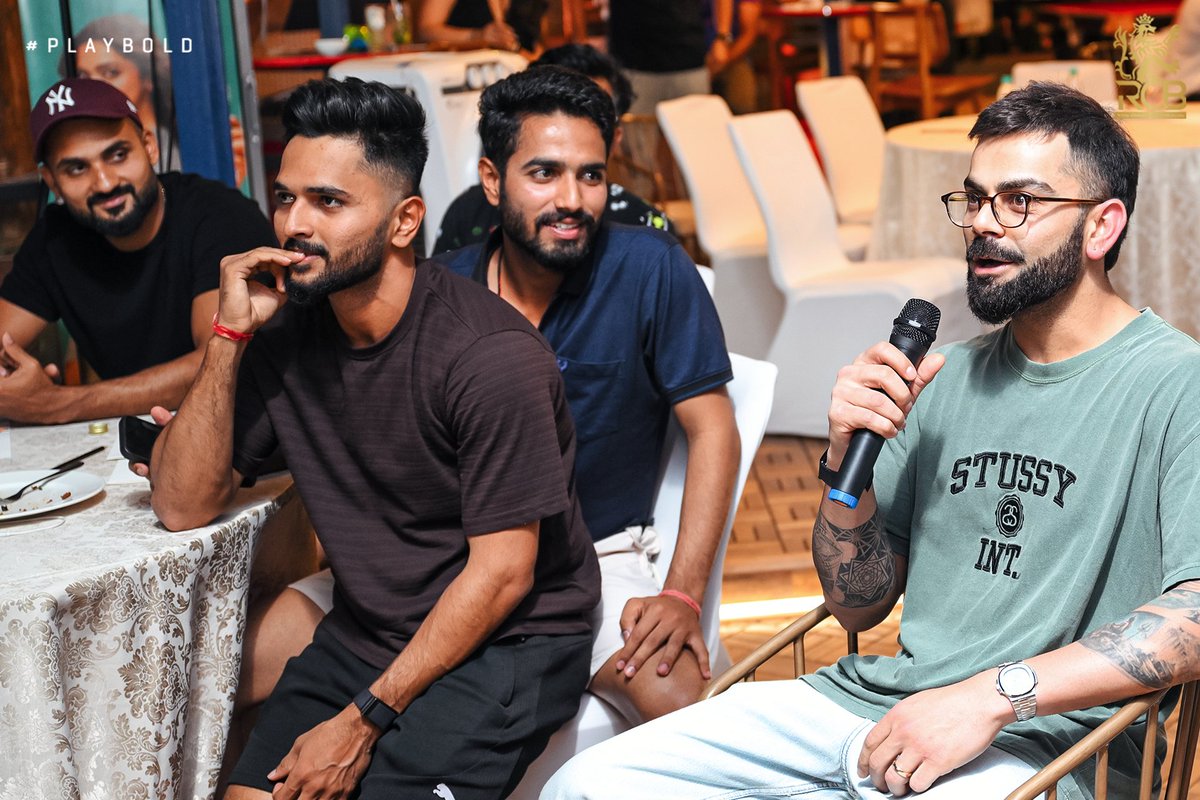 Find someone who looks at you the way Akash Deep and Himanshu are looking at Virat 😂

#PlayBold #ನಮ್ಮRCB #IPL2024