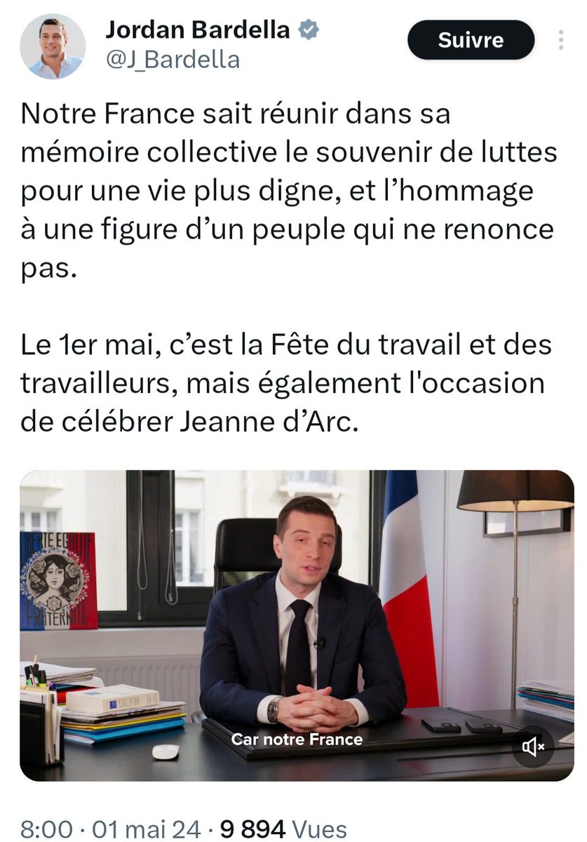 Le #1erMai est la fête internationale des travailleurs et travailleuses, une journée de lutte du mouvement social instaurée en 1889.

Le terme 'Fête du travail' a surtout été popularisé par Pétain, sous Vichy, pour effacer sa dimension sociale et conflictuelle avec le patronat.