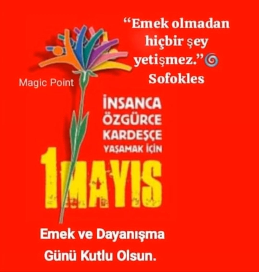 #1Mayıs 👊
Alnının teri, bedeninin ve gönlünün emeği ile var olmaya çalışan ve kendisi için aradığı HAKkı herkes adına gözeten tüm insanlığın 1Mayıs işçi Bayramı kutlu olsun...

#PatronSensinEmekli
#5000KısmiyeYasaBekliyoruz