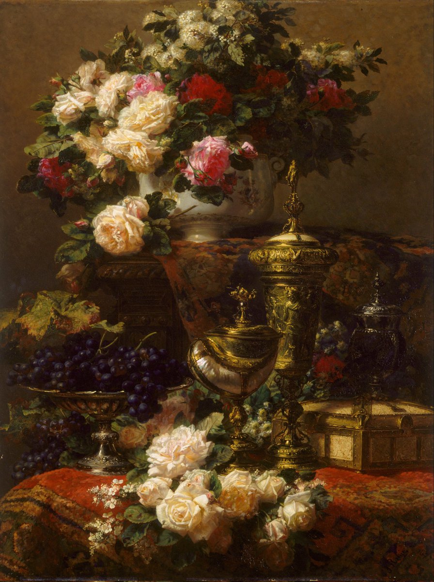 Καλό μήνα! Χαρούμενη Πρωτομαγιά! Jean Baptiste Robie - Flowers and fruit, 1877, Art Gallery of New South Wales Oil on canvas #mayday #flowers