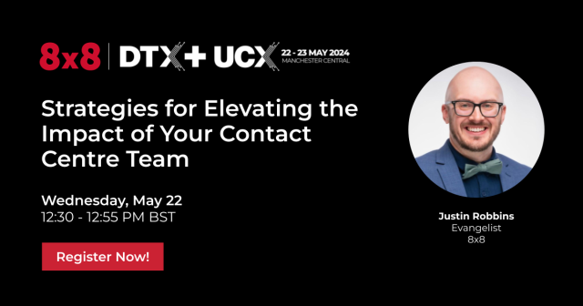 What's the best way to define & measure #contactcentre success? @8x8 Evangelist @justinmrobbins will be at #DTXM24 on May 22 to share tips for creating alignment between your #CCTR team & the rest of the org to deliver successful customer outcomes. @DTX360 bit.ly/3Wi7EJW