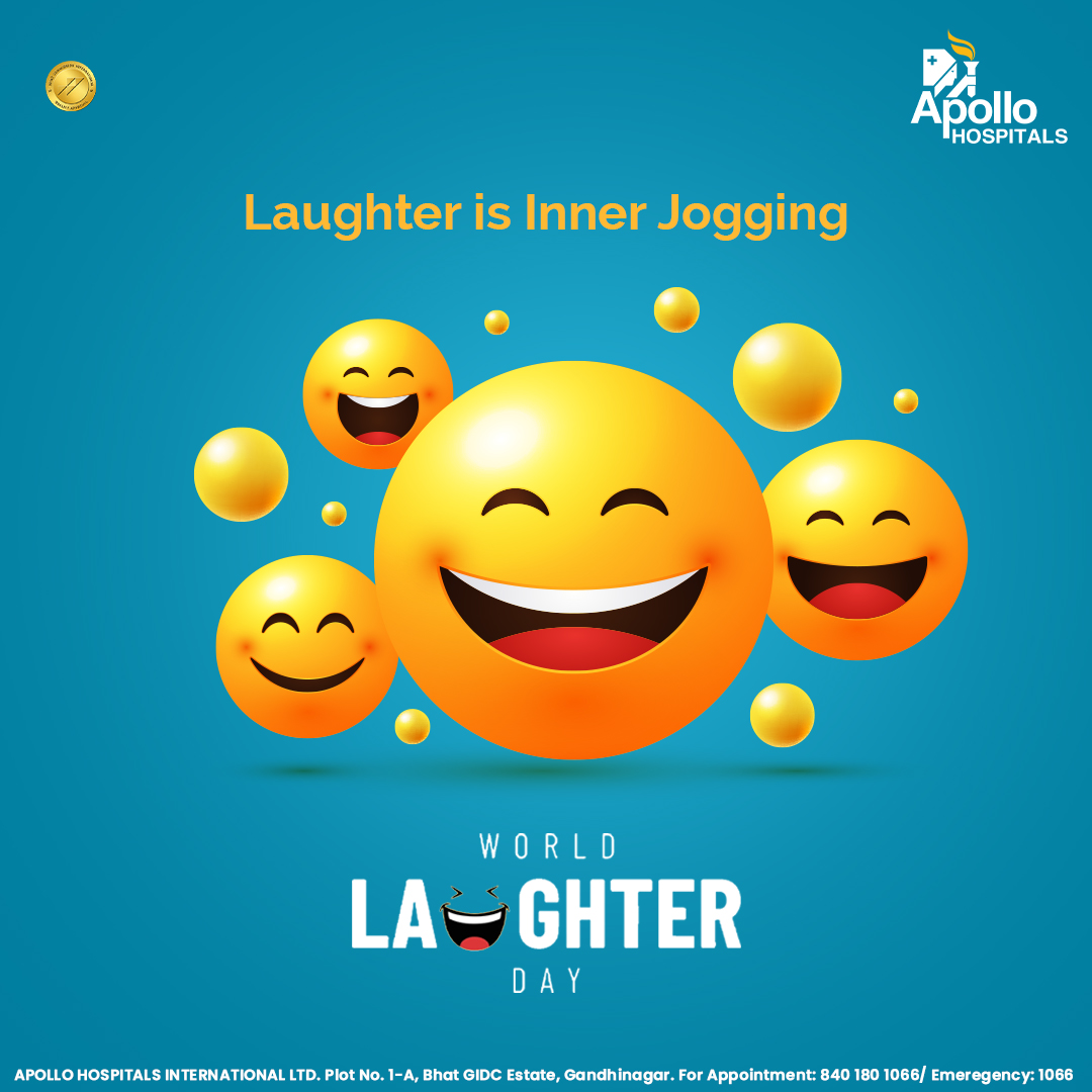 It's World Laughter Day! Time to loosen up and let out a good chuckle. Remember, laughing is really good for you - it's like giving your soul a little workout. Stay healthy, stay happy.

..

#Apollo #ApolloHospitals #YouFirst #ApolloNeverSleeps #EmergencyCare #CareCantWait