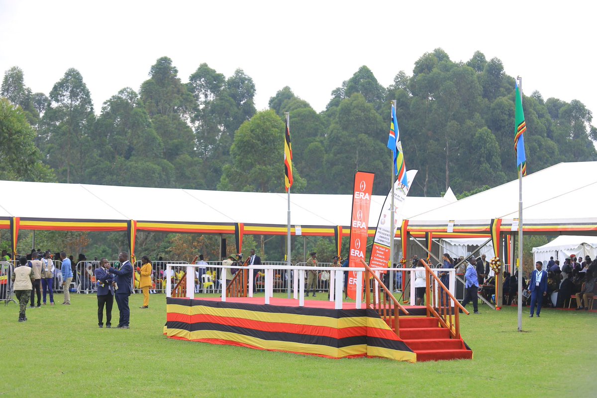 PHOTOS: All is set at St. Leo's College Kyegobe for today's International Labour Day celebrations with President Museveni expected to be the chief guest. 

#UBCUpdates