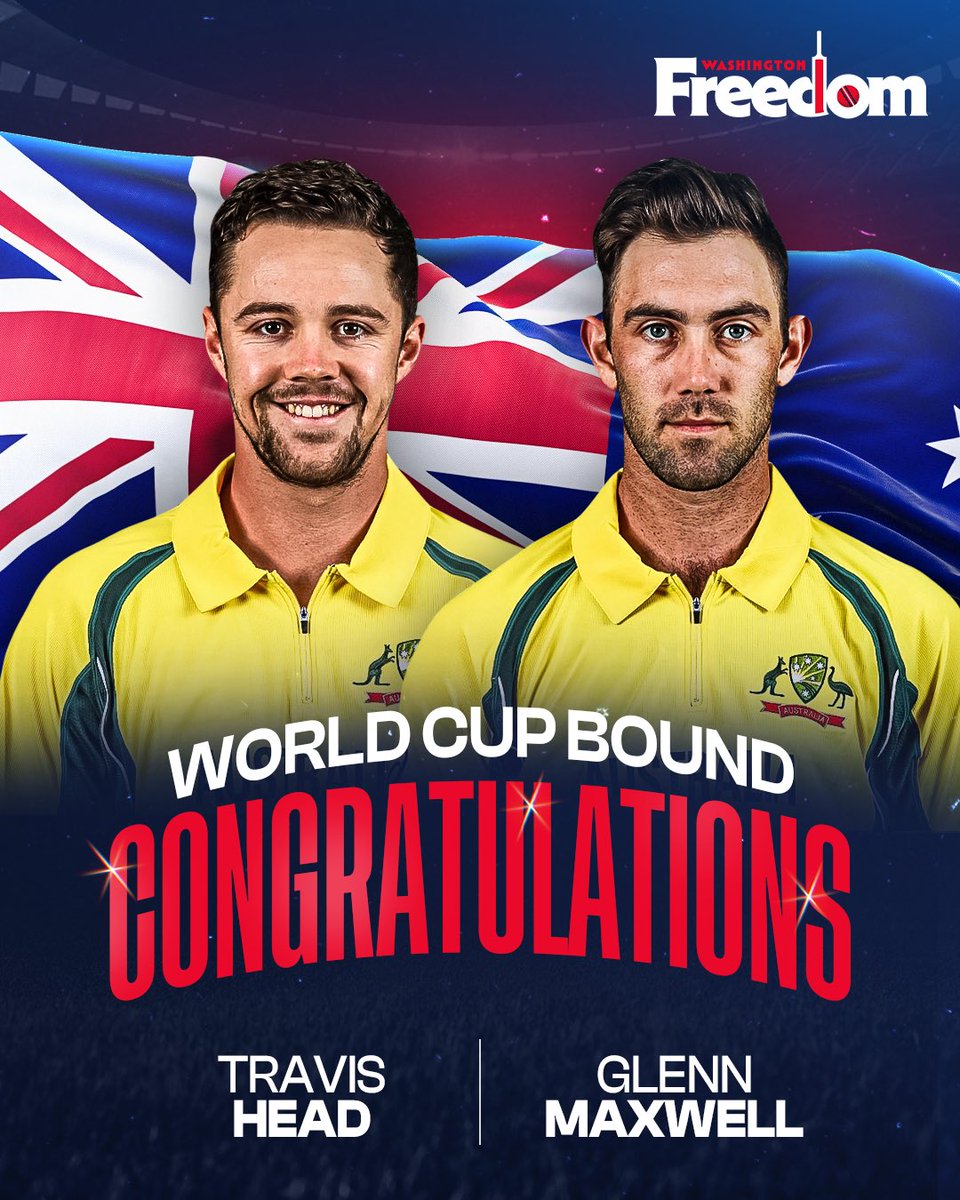 𝐌𝐚𝐱𝐢 and 𝐇𝐞𝐚𝐝 are all set to set the #ICCT20WorldCup2024 on 🔥

Go well boys 🇦🇺 💛

#WashingtonFreedom #MLC2024 #WorldCupSquad #GlennMaxwell #TravisHead