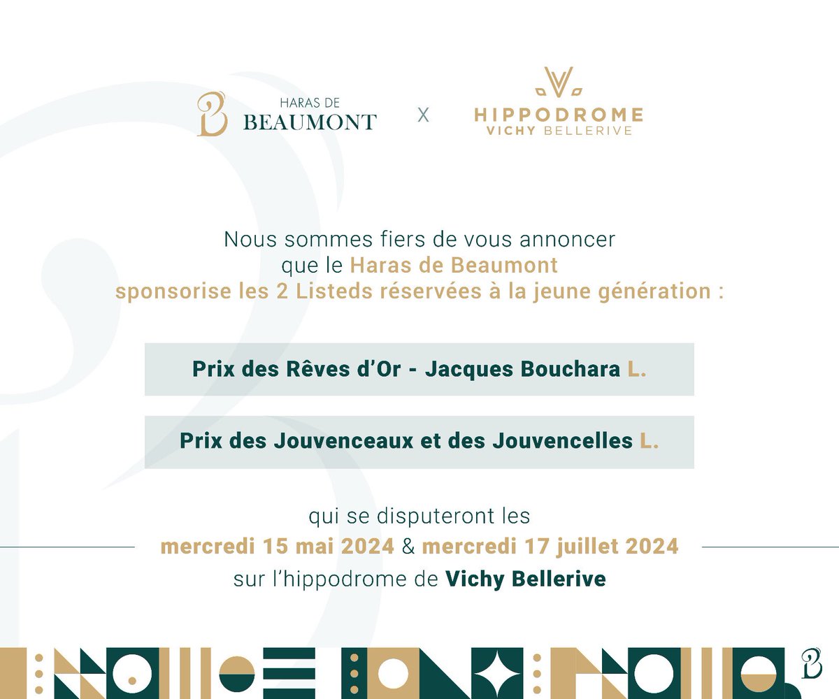🌟 Nous sommes heureux de vous annoncer que nous renouvelons notre collaboration avec l’hippodrome de Vichy Bellerive 🫱🏻‍🫲🏼 En effet nous sponsorisons pour la saison 2024, les deux 𝗟𝗜𝗦𝗧𝗘𝗗 réservées à la jeune génération 🌟