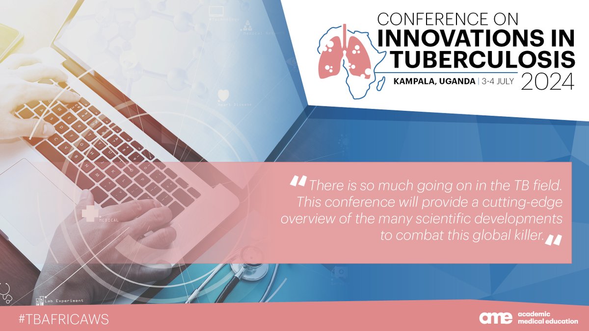 Academic_MedEdu's tweet photo. Registration for #TBAfricaWS 2024 is OPEN!

OC member Dr. Frank Cobelens invites you to this regionally-focused meeting aiming to chart clinically relevant solutions &amp; implementation strategies for #TB in Africa.

Secure your spot now: https://t.co/VZZpe4RlHl

#IDTwitter https://t.co/yRjnFoemnN