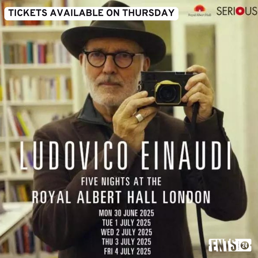 🎹🎶 @LudovicoEinaud will make history at the @RoyalAlbertHall in Summer 2025 with the longest continuous headline run ever by a pianist! 🏛️ 🎟️ Tickets available tomorrow (Thursday 2nd May) at 10am: 👉 ents24.com/london-events/… #LudovicoEinaudi #RoyalAlbertHall #classicalmusic