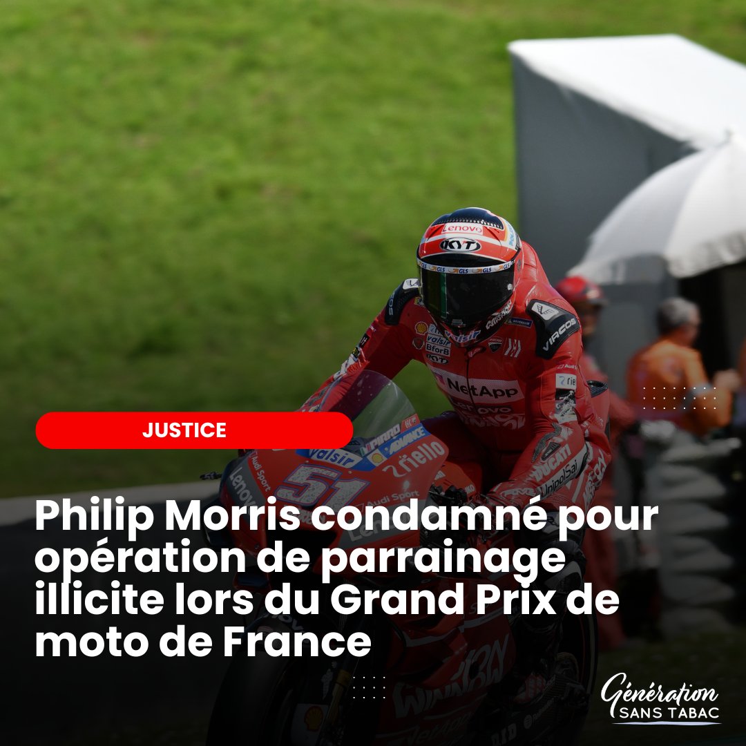 La Cour d'Appel d'Angers a jugé que l’existence même d’un contrat noué entre le fabricant de tabac et un tiers était une violation de la loi française qui interdit toute opération de publicité, parrainage ou mécénat en faveur du tabac. 
À lire 👉 generationsanstabac.org/actualites/phi…