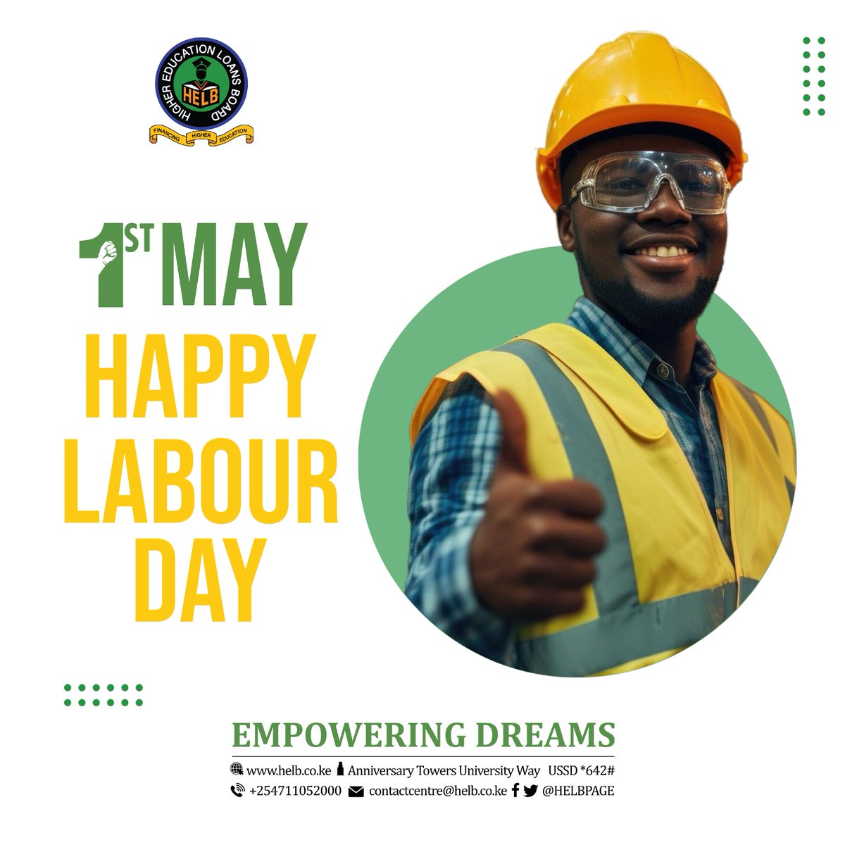 On this day, we pause to honour the resilience and dedication of every worker, especially, those who are committed to consistent, timely #HELBLoan repayment. You help us Empower more dreams. #SocialJustice #DecentWorkforall