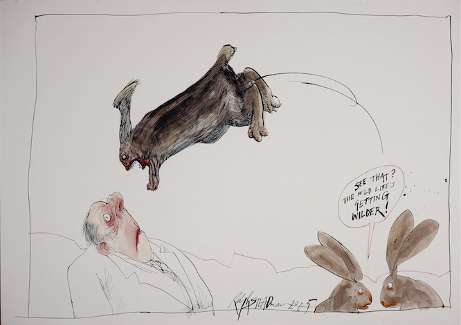 Happy Beltane/May Day! Don't get bitten in the face by a rabbit today ok? Hares are fine though... #MayDay #WildLife #RalphSteadman #Illustration