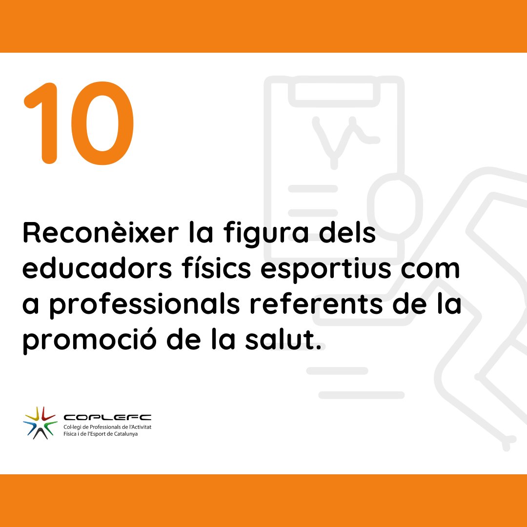 coplefc's tweet photo. 🟢PETICIÓ 10/13: Reconèixer la figura dels educadors físics esportius com a professionals referents de la promoció de la salut.

Tota la informació 👉 https://t.co/ZqqjG9EcAZ https://t.co/XfILMn9oyZ