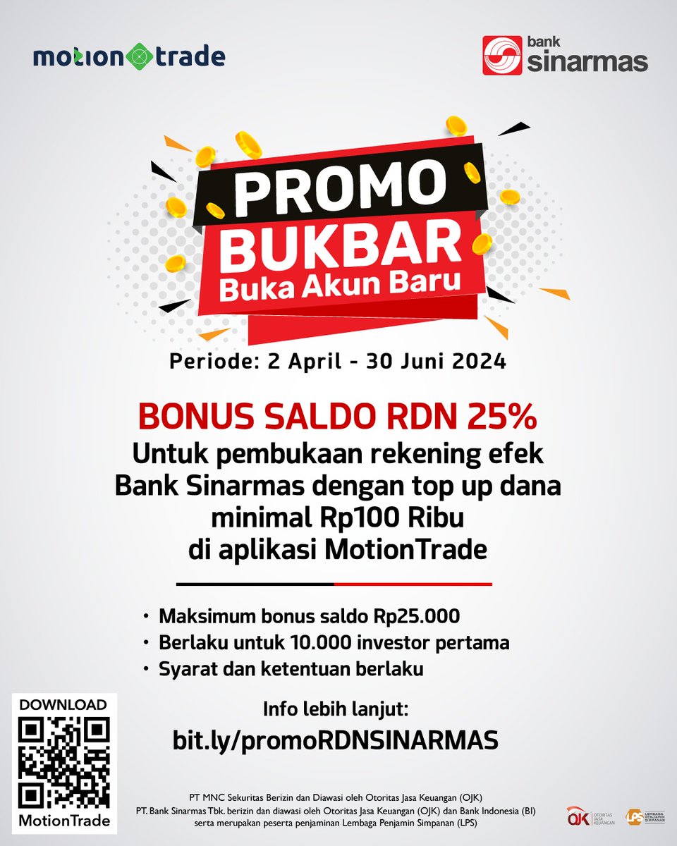 SeputariNews's tweet photo. MASA SIH ?
Buka Akun di aplikasi MotionTrade bisa dapet bonus saldo RDN 25%? Yang bener aja, UNTUNG dong?!?
yuk cek postingan ini atau kamu bisa klik yang ada di bio @mncsekuritas ya!
#MNCSekuritas #InvestWithTheBest #SayaInvestor #YukInvestasiYuk #MotionTrade #RDN #saham https://t.co/2KRi4Kz7LA