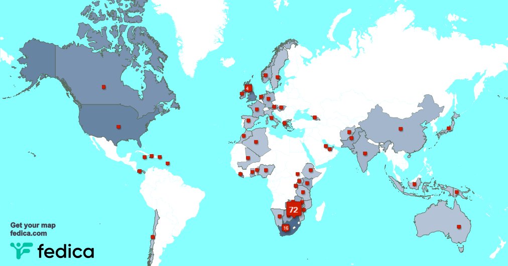 I have 4 new followers from Zimbabwe, and more last week. See fedica.com/!mthondebele