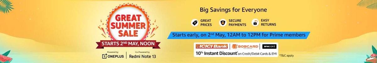 Amazon great summer sale is here.
Sale starts on 2nd May
Keep following us as we explore great deals on this sale.

#Amazonsummersale #SummerSale