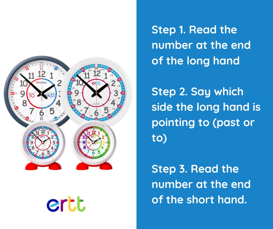 🕒 Our EasyRead 3-step teaching system leads your child through the process of learning to tell the time, so pick up your EasyRead clock today and begin practising! 
easyreadtimeteacher.com/browse/clocks/ 
#timeteaching #timetelling #tellingtime #teachingresources