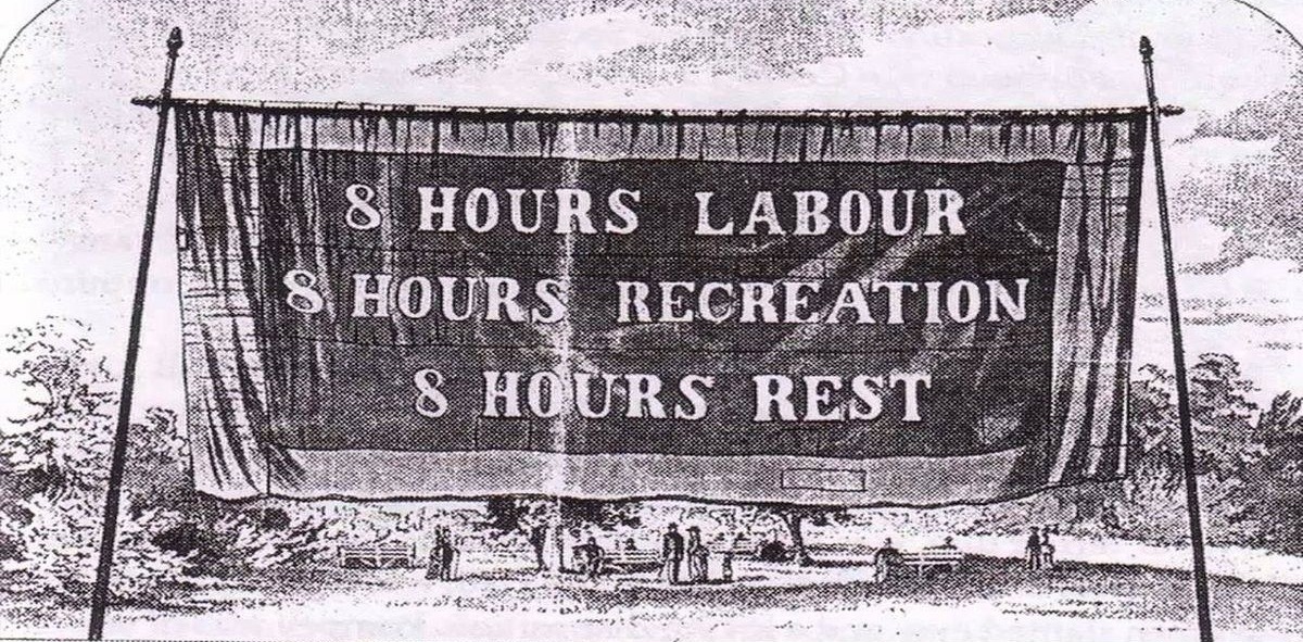 ✊👷 Fa més de 100 anys, la lluita del moviment obrer internacional va aconseguir la jornada de vuit hores 🚩 Avui commemorem l'#1demaig repassant una reivindicació històrica de la lluita obrera 👉 la reducció de la jornada laboral Obrim fil 🪡