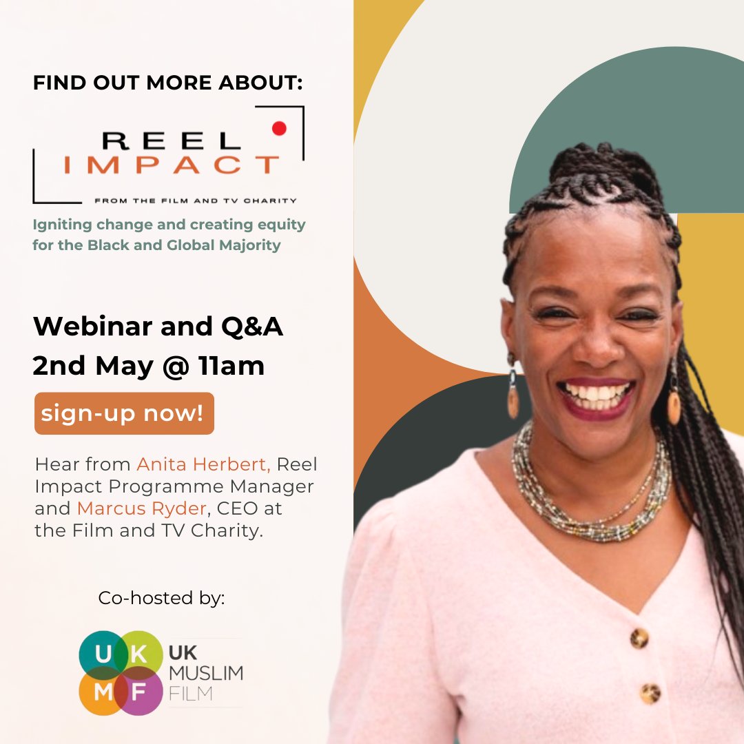Don't miss our Reel Impact webinar tomorrow! 🎬 Join our CEO @marcusryder and Programme Manager @anitafilmtv for a live Q&A. Co-hosted with @sajid_varda from @UKMuslimFilm. 📅 Thursday May 2nd ⏰ 11 AM 🔗 Secure your spot now! - bit.ly/3QrOWMi #WeAreFilmandTV