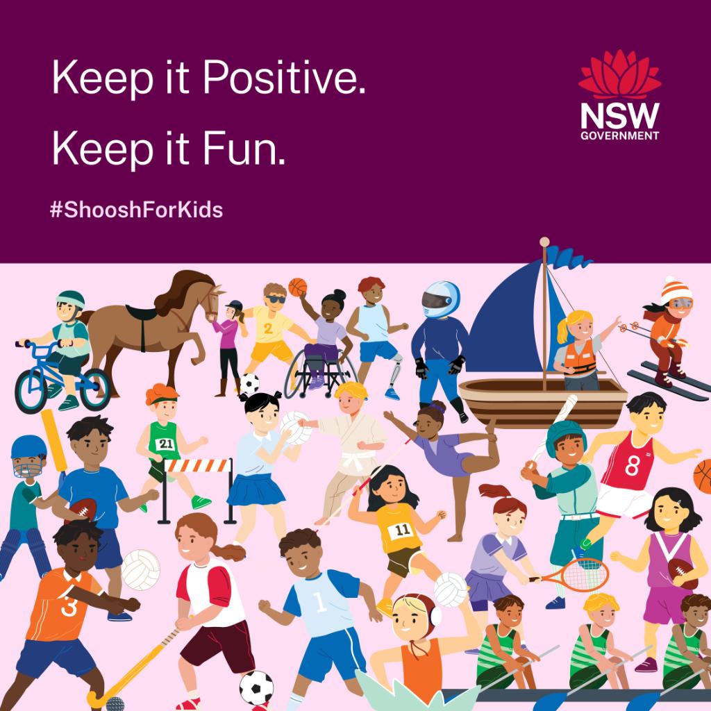 Shoosh For Kids month kicks off today, and throughout May we're encouraging everyone to keep it fun and supportive on the sidelines at junior sport, creating a positive atmosphere that keeps kids coming back to sport! Find out more and sign up 👇 sport.nsw.gov.au/shoosh-for-kids