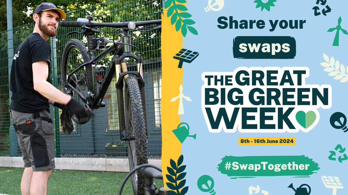 Across the country, people are making swaps every day to help create a safer, greener future. This #GreatBigGreenWeek, let’s #SwapTogether for good 💚 Share your swap on social media using the hashtag #SwapTogether or add it directly to the website ➡️ greatbiggreenweek.com/take-action/sw…