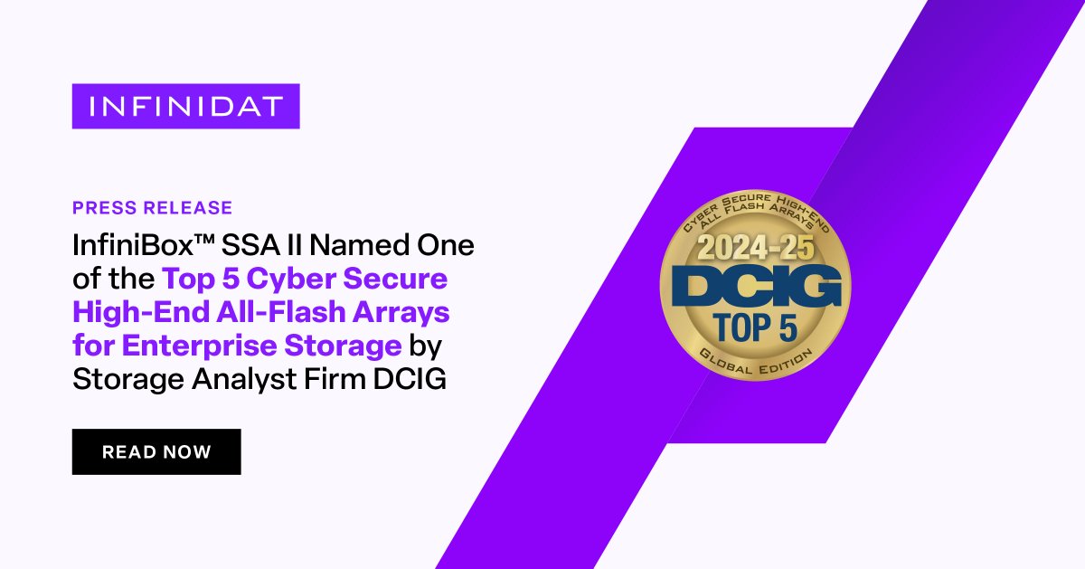 The latest research from analyst firm @dcigllc reveals that our InfiniBox SSA II is one of the world’s top cyber-secure all-flash arrays (AFA) for enterprise storage. Learn more in IT for CEOs and CFOs. okt.to/Zpx5RL