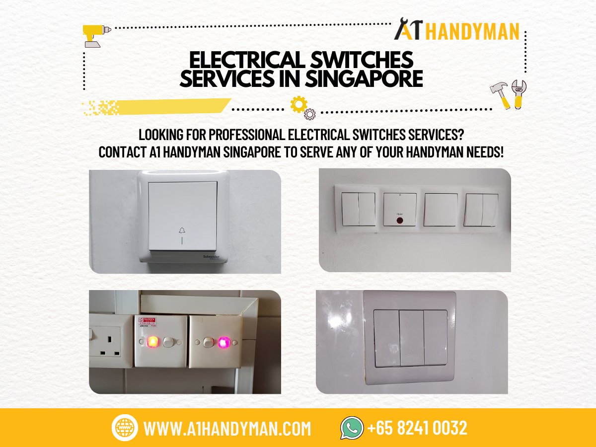 Electrical Switches Services in Singapore. Learn more about here: a1handyman.com/handyman-servi…. 
 
WhatsApp us for guaranteed transparent and honest pricing: +65 8241 0032.
#Electrical #ElectricalServices #ElectricalSingapore #HandymanSG #HandymanServices #A1Handyman #A1HandymanSG