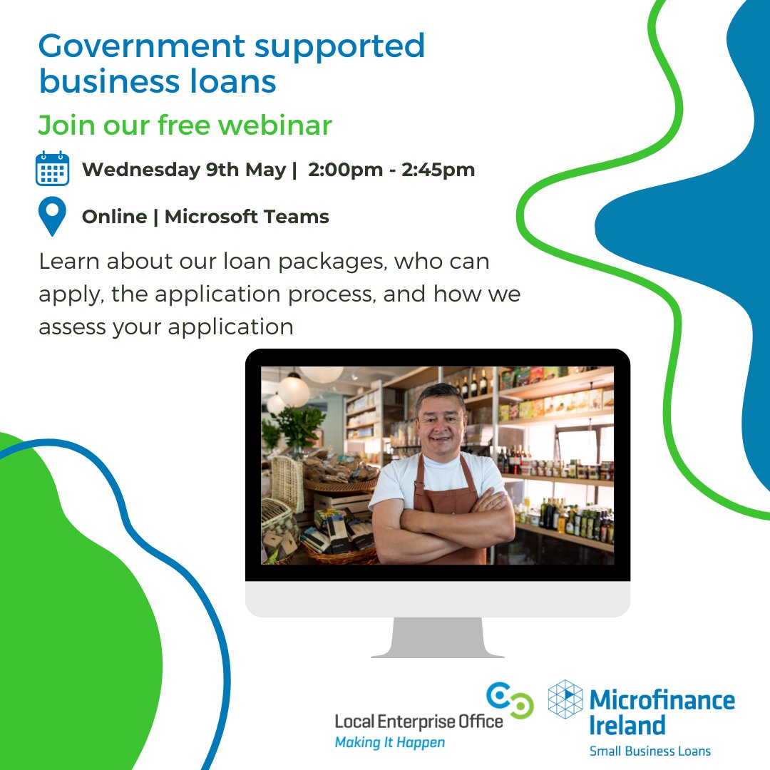 Struggling to secure finance for your business? You could be eligible for a government-supported business loan with Microfinance Ireland. Join our free webinar 💻🎉 Register here: microfinanceireland.ie/webinar/ #microfinanceireland #irishbusiness #irishentrepeneur #smallbusinesssupport