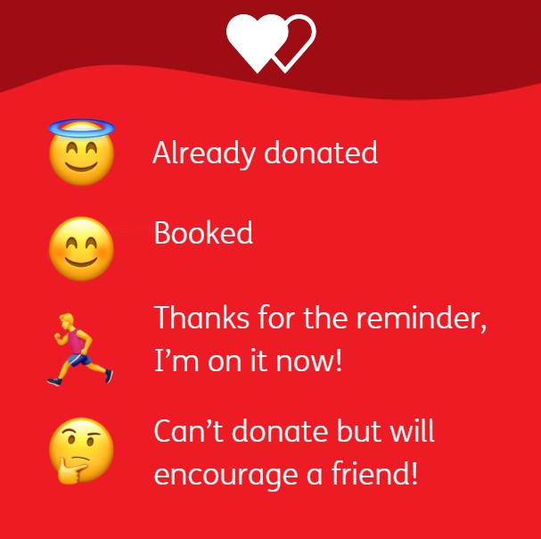 🌞 As we enter May, we want to ask if you’ve given blood yet this year – or if it’s on your to-do list! Respond with an emoji below! 😇 Already donated 😊 Booked 🏃‍♂️ Thanks for the reminder, I’m on it now! 🤔 Can’t donate but will encourage a friend!