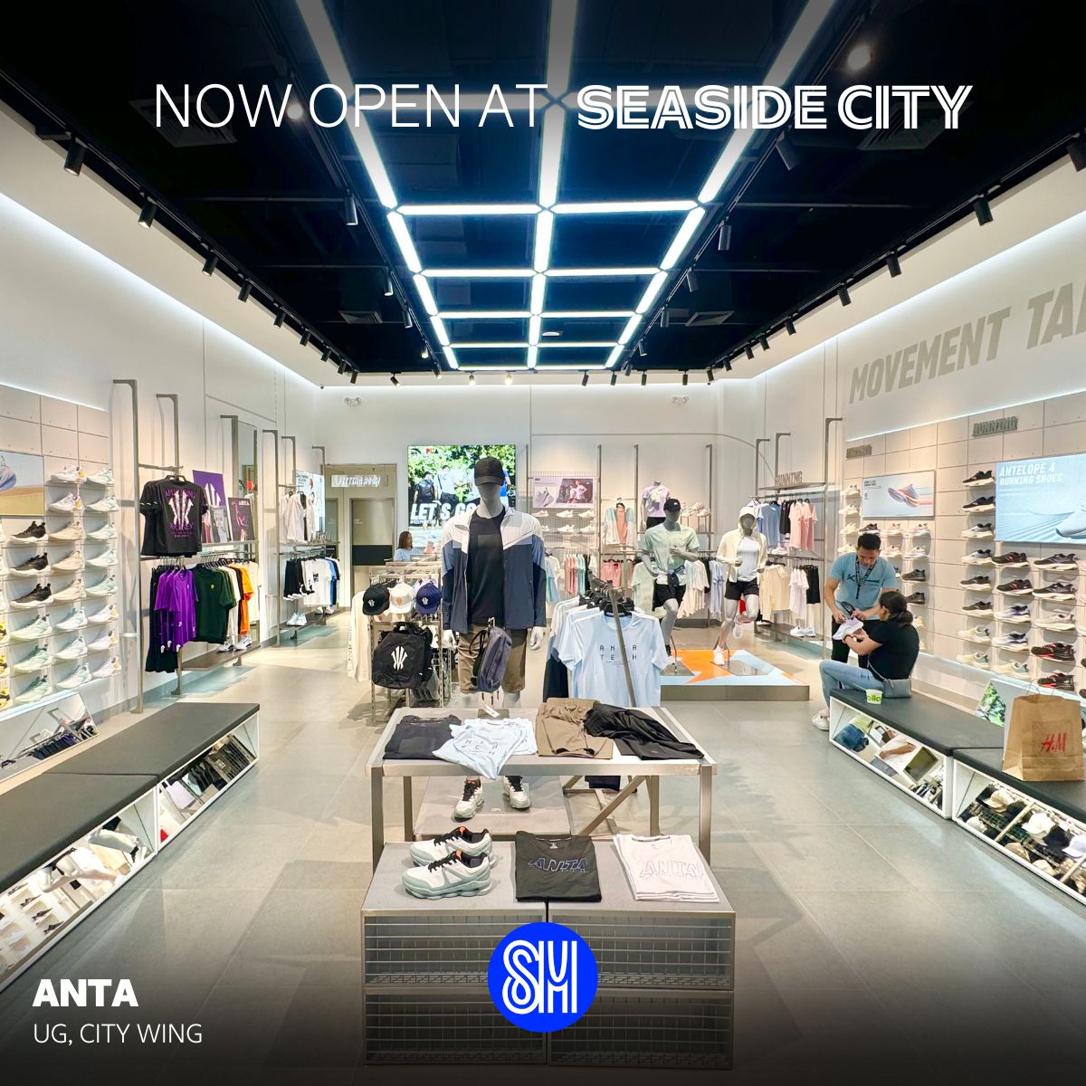 ✨ What's New at Seaside City ✨ ANTA is NOW OPEN! 🤩 One of the world's leading sports brand is officially here in SM Seaside! Stride with confidence and #KeepMoving with Anta! Visit them at the UG, City Wing today! 👟✨ #EverythingsHereAtSM #AWorldOfExperienceAtSM