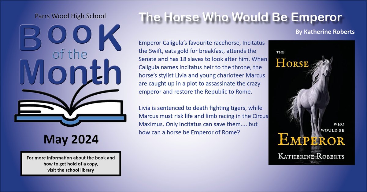 📖 Book of the Month - May 2024📚
The House Who Would Be Emperor. By Katherine Roberts
Visit the school library for more information