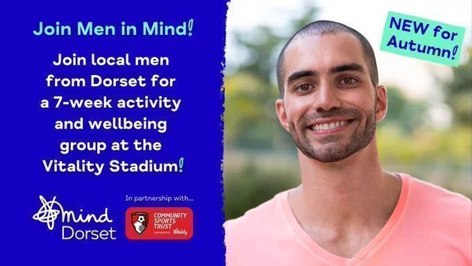 So pleased to see @DorsetMind running a ‘Men in Mind’ support group! Every Thursday, 6.00pm, in partnership with @AFCBCommunity. Funded by @EFL and supported by @MindCharity grant. More details: buff.ly/3qS0Qpf @CherriesTalking @afcbournemouth @DorPip @movemberUK