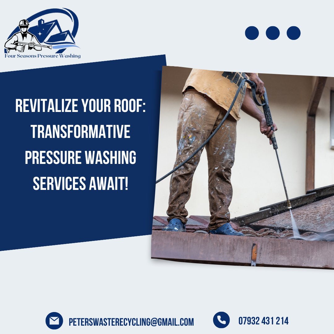 Elevate Your Roof's Appeal, Every Season, Every Time. Choose Four Seasons Pressure Washing!

07932431214
peterswasterecycling@gmail.com

#FourSeasonsPressureWashing #FourSeason #PressureWashing #OutDoorCleaning #Brickwork #Patios #Driveways #CarAndVans #Cleaning