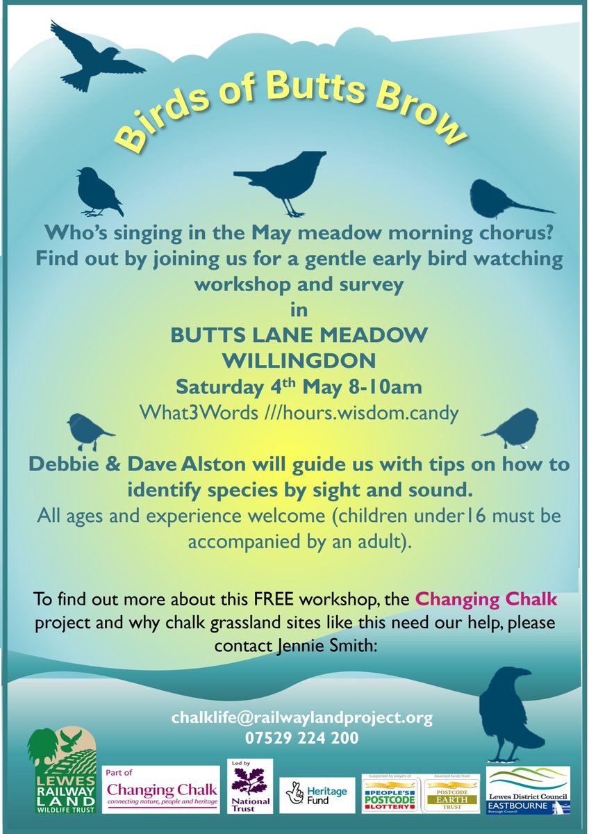 A May morning in the meadow listening to sweet sweet bird song...what better way to start the bank holiday weekend? Email chalklife@railwaylandproject.org for more info @southdownseastnt @HeritageFundUK @LewesDistrictCouncil @EastbourneBoroughCouncil #ChangingChalk