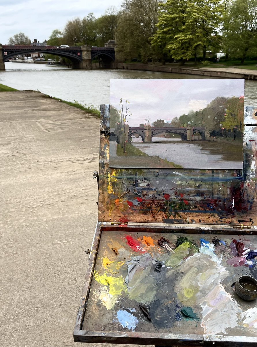 Up early painting bridges in York…. #york #visityork #artinyork #artist #oilpainting #pleinairpainting #roi #mafa