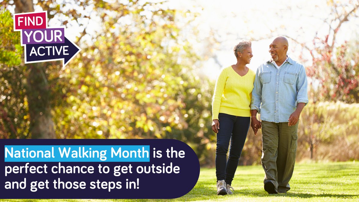 May is #NationalWalkingMonth 🚶🚶

Getting your steps in outside in the fresh air can boost physical and mental wellbeing, as well as being a free and inclusive activity anyone can enjoy. #FindYourActive bit.ly/Find_Your_Acti…