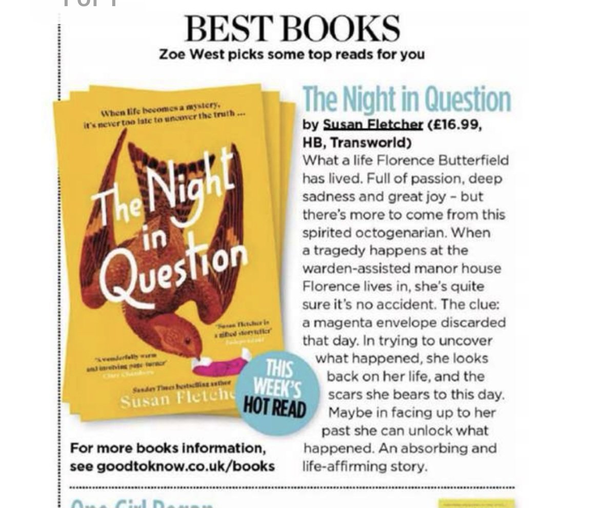 Oh, this is lovely!! 🩷💛 Thank you so much to @zoeannewest for such a generous review of #TheNightInQuestion in @WomanMagazine 💐 I'm delighted xx