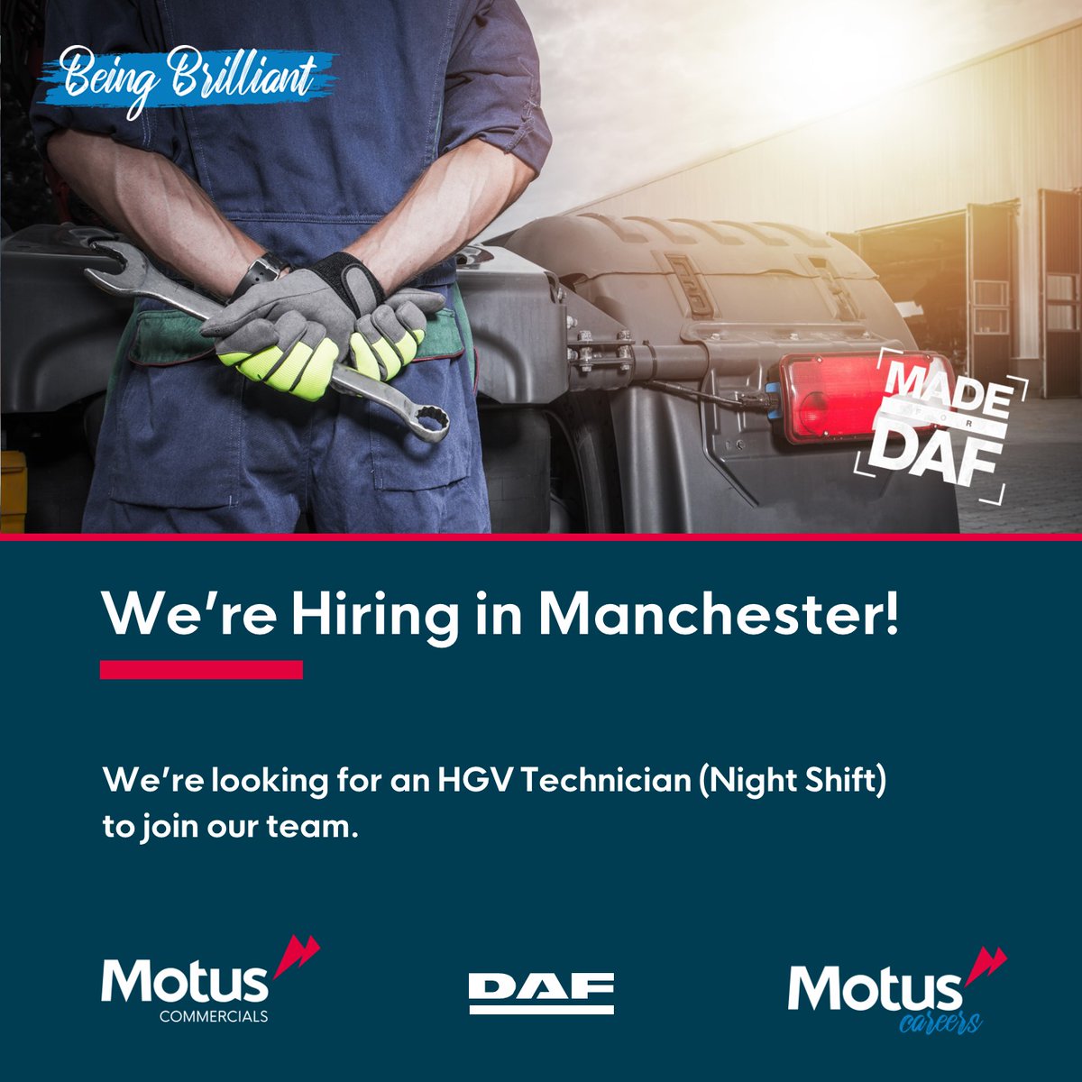 ⭐We're looking for an HGV Technician (Night Shift) in Manchester!⭐ To apply, text MOTUS TRA to 66777 Or email your CV to recruitment@motuscommercials.co.uk Find out more➡️ loom.ly/rOght_8 #Job #JobSearch #Hiring #Careers #HGVTechnician #MotusPeople #MotusCommercials