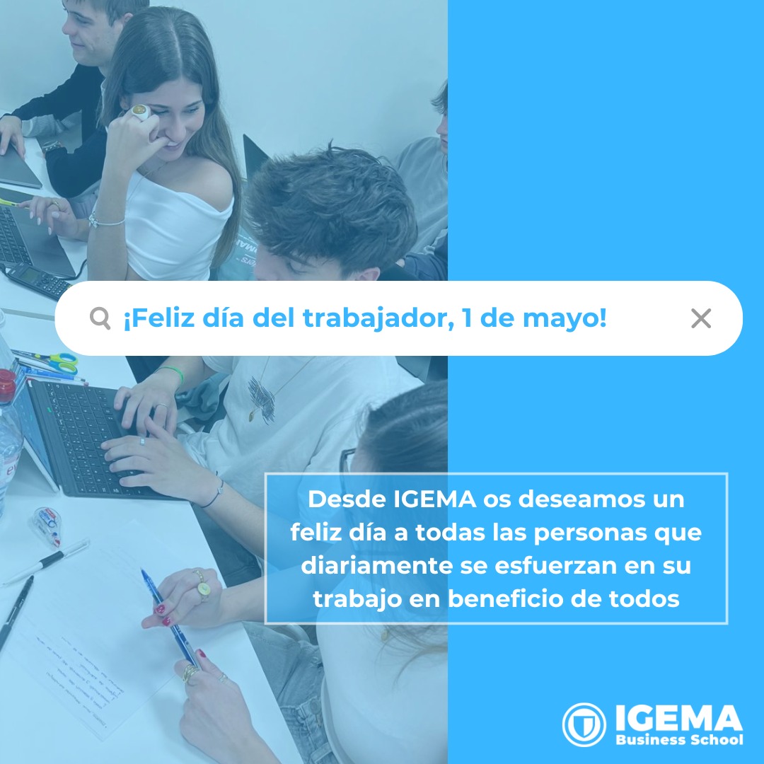 IGEMABUSINESS's tweet photo. Desde IGEMA os queremos desear a todos un ¡feliz día del trabajador! Que este 1 de mayo esté lleno de reconocimiento, solidaridad y celebración.
#discoverabrilliantfuture #IGEMA #GERC #ADE #MUCAD https://t.co/GvJLY6Fbho