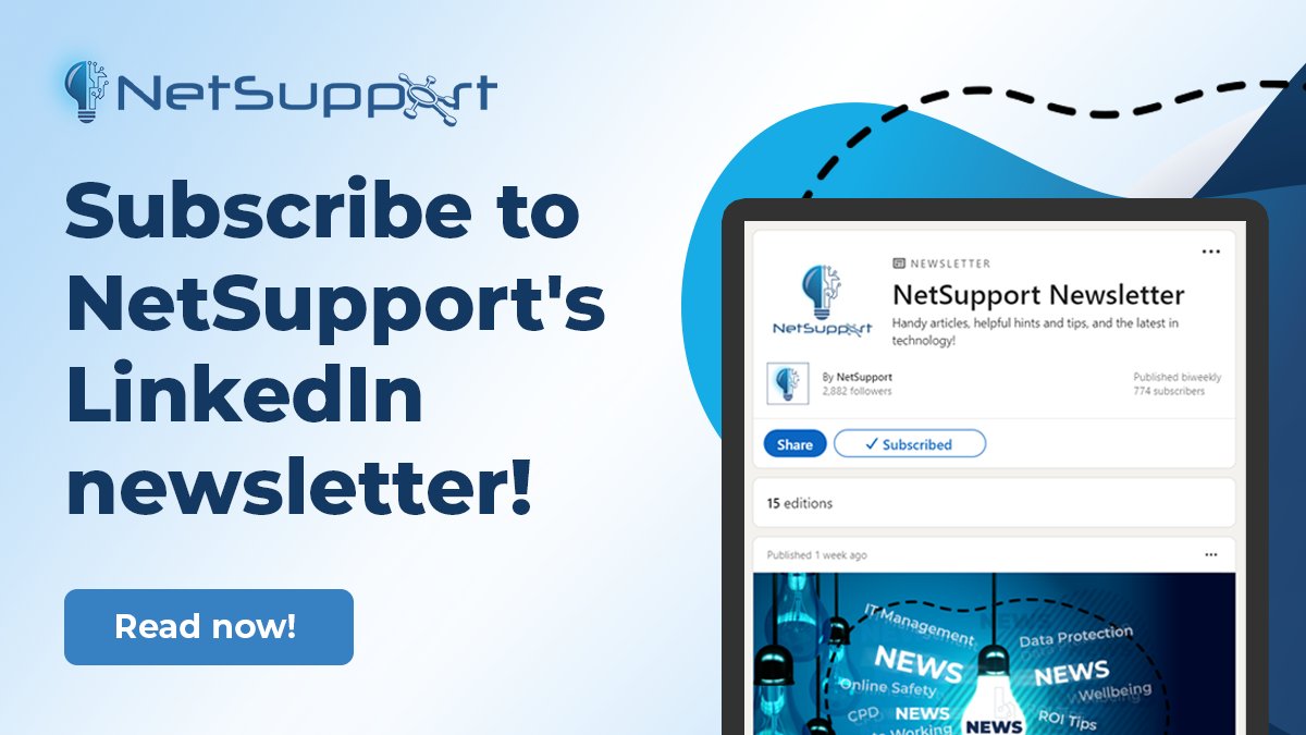 Calling all #Educators, #Teachers, & #ITProfessionals! Stay ahead of the curve with NetSupport's insightful #LinkedIn newsletter. Get practical tips, industry trends & news on innovative products. Subscribe today! mvnt.us/m2415289