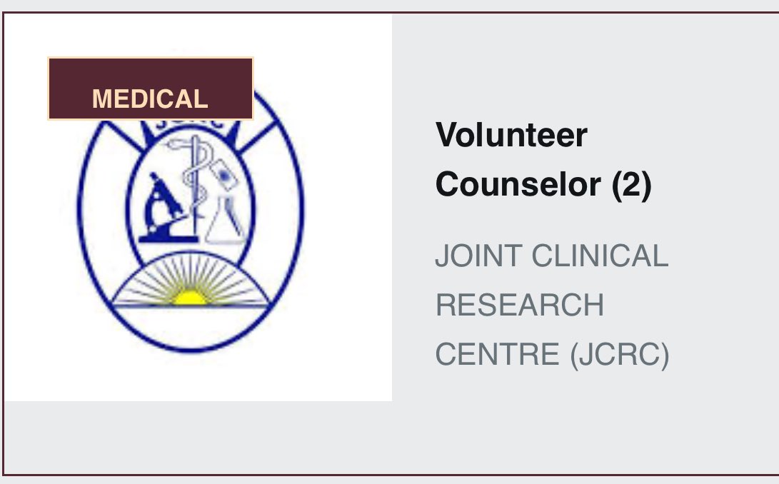 JCRC is looking for 2 Volunteer Counselors Details: jobnotices.ug/job/volunteer-…