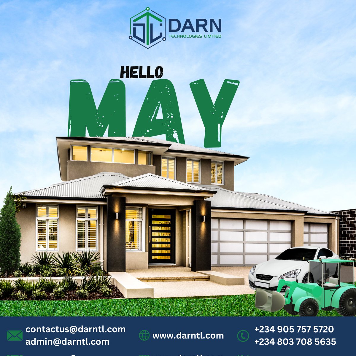 May the month of May bring abundant opportunities, growth, and success to you! 
Wishing you a month filled with productivity, prosperity, and positive outcomes. 

#HappyNewMonth #WorkersDay2024 
#Darntl #shortletapartments #carrental