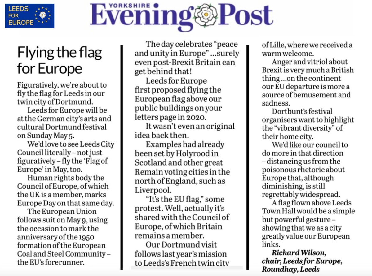 Flying the flag for Europe. It’s time for British cities to celebrate our European links! How about it Leeds? 🇪🇺