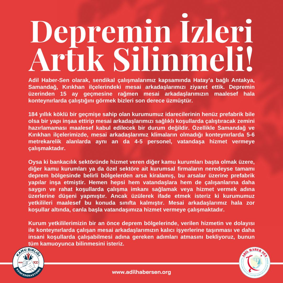 #6ŞubatDepremi
#EmekçiPttÇalışanları
#AdilHaberSen
#DeğişimSeninleBaşlar
#KamuBirliğiKonf
#YeniNesilSendikacılık

🇹🇷🇹🇷🇹🇷