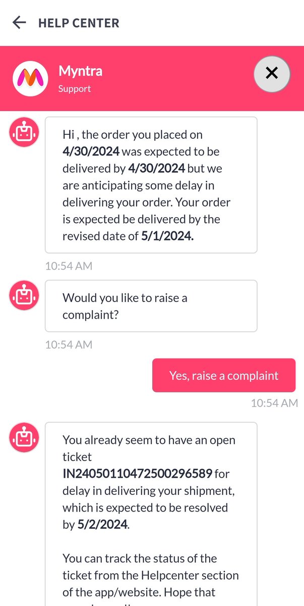 SharP_7's tweet photo. @MyntraSupport  Absolutely non sense service. Deliberately delaying order. While placing the order it said xpress del on same day. Now it says delivery on 5th May. Had similar experience on my prev order which I had to cancel for cefully. https://t.co/02EIakGzXj