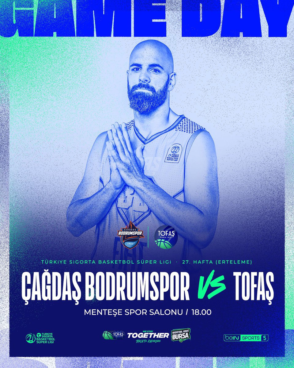 🔥 MAÇ GÜNÜ l 𝗚𝗔𝗠𝗘 𝗗𝗔𝗬 🔥 🏀 @cagdasbodrumsk 🆚 @TofasSporKulubu 🏆 Türkiye Sigorta Basketbol Süper Ligi 27. Hafta (Ert.) 📅 01.05.2024 - Çarşamba ⏰ 18.00 📍 Menteşe Spor Salonu 📺 beIN SPORTS 5 #WeStayTOGETHER #BirlikteZaferlere