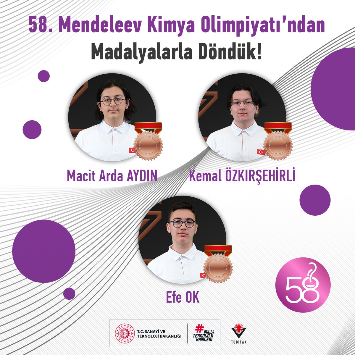 58. Mendeleev Kimya Olimpiyatı’ndan madalyalarla döndük! 🏅

Çin’in Shenzhen şehrinde düzenlenen, 3⃣0⃣ ülkeden 1⃣5⃣1⃣ öğrencinin katıldığı 58. Mendeleev Kimya Olimpiyatı’nda öğrencilerimiz;

🥉🥉🥉 üç Bronz madalya kazanarak Ülkemizi gururlandırdılar! 🇹🇷

Geleceğin bilim insanı…