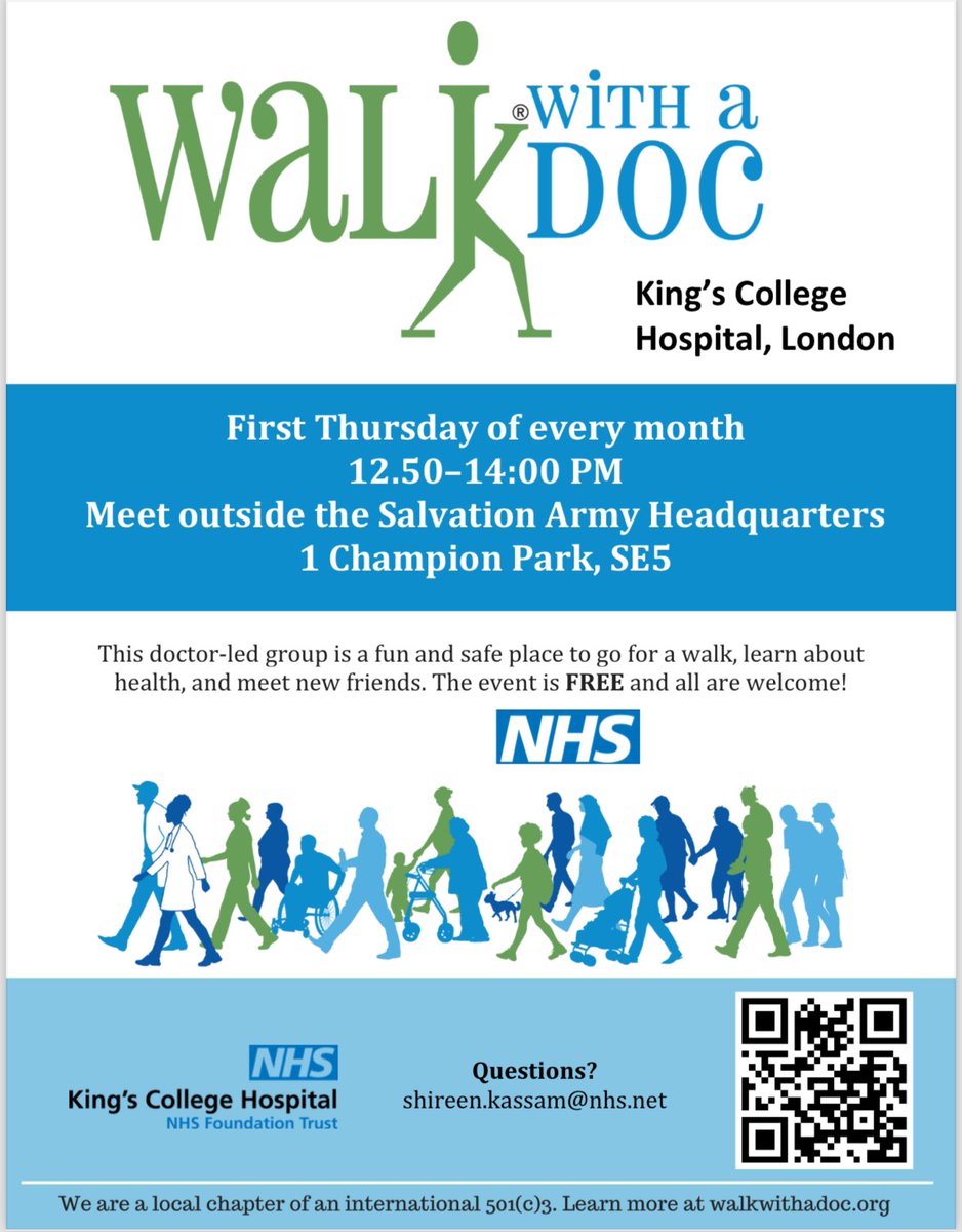 Excited to be starting @walkwithadoc tomorrow at @KingsCollegeNHS Open to all staff and patients. Hope to see you there! walkwithadoc.org/join-a-walk/lo…