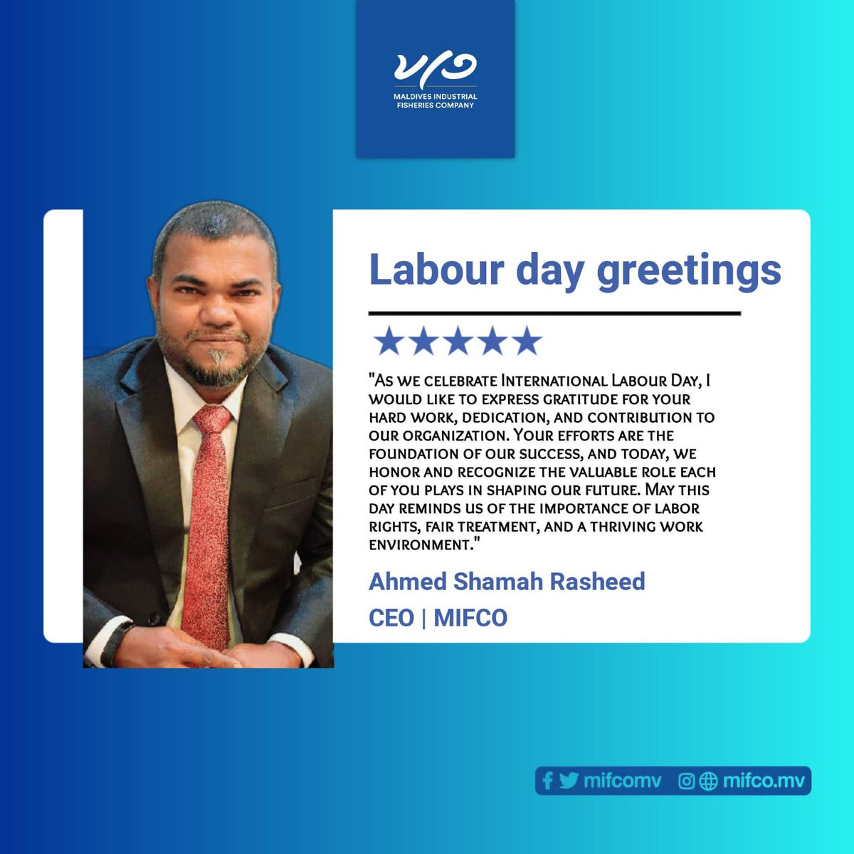 'A special Labour Day message from our CEO: Your dedication at Mifco shapes our success. #LabourDay2024