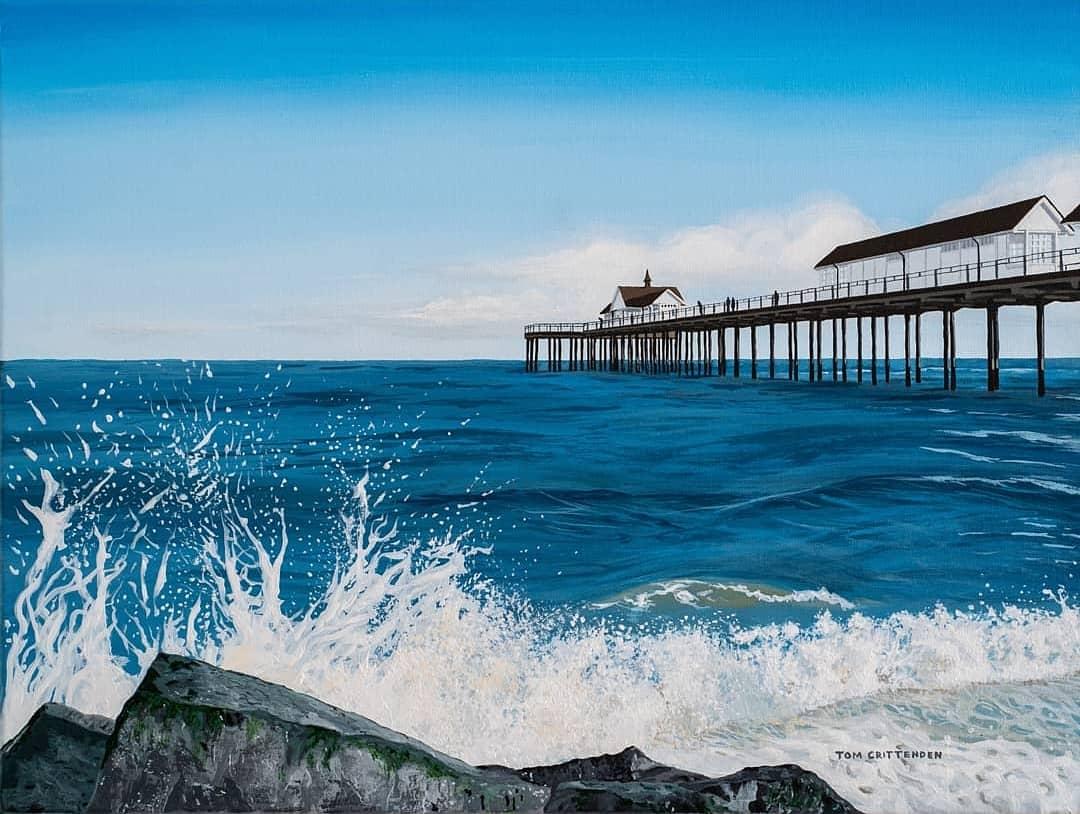 I love the power of the sea 🌊, the crashing waves and bracing wind. It makes you feel alive.

This painting of Southwold Pier is called 'The Power & The Glory'. The sea is the power and the pier is the glory.

24ins x 18ins acrylic on canvas
Tomcrittendenart.etsy.com