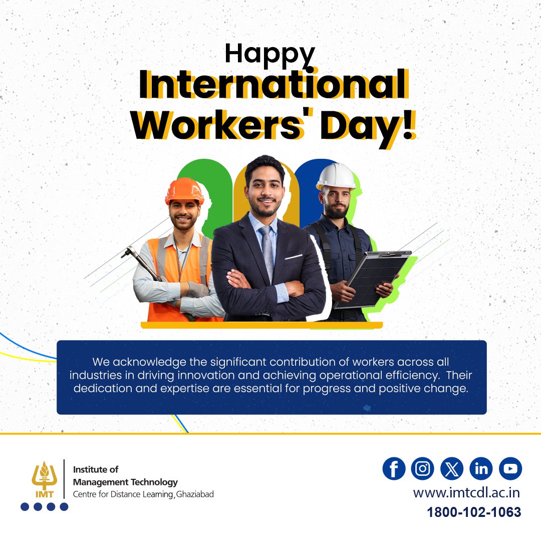 Today, we celebrate the hard work, dedication, and resilience of every worker. Happy Labor Day to all those who keep the wheels of progress turning!
.
.
#workersday #laborday #laborday2024 #workforceappreciation #IMTCDL #PGDM #distancelearning #MBA #onlineMBA #ODL #management