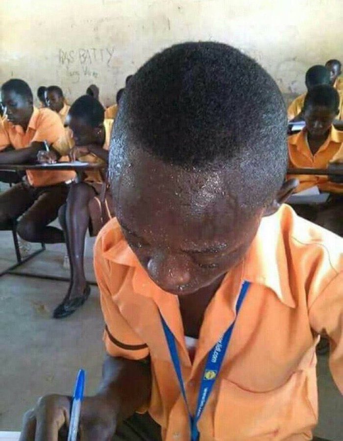 What exam is he writing?